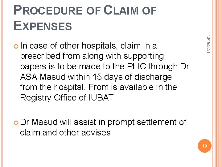 PROCEDURE OF CLAIM OF EXPENSES case of other hospitals, claim in a prescribed from