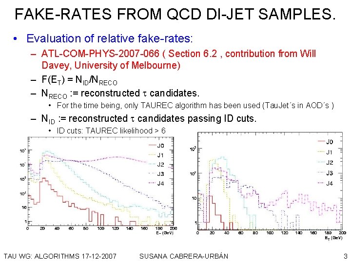 FAKE-RATES FROM QCD DI-JET SAMPLES. • Evaluation of relative fake-rates: – ATL-COM-PHYS-2007 -066 (