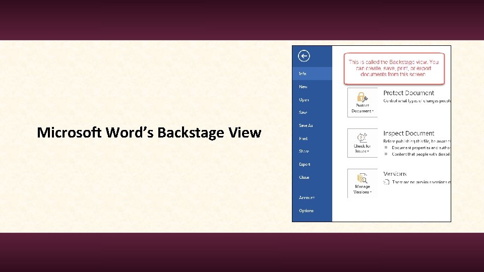 Microsoft Word’s Backstage View 