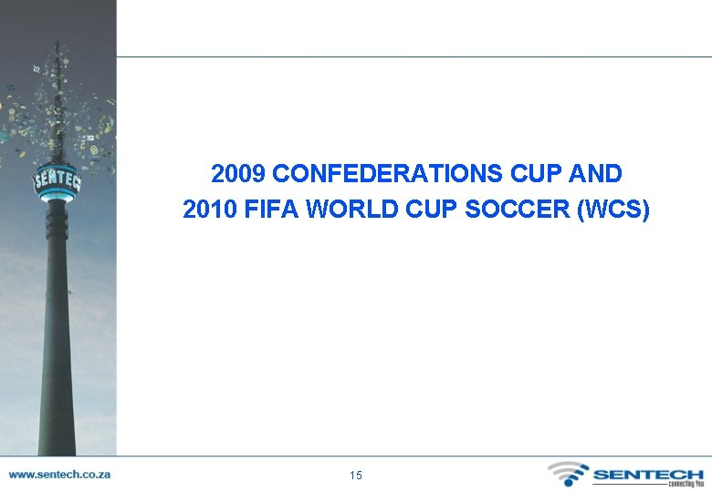 2009 CONFEDERATIONS CUP AND 2010 FIFA WORLD CUP SOCCER (WCS) 15 