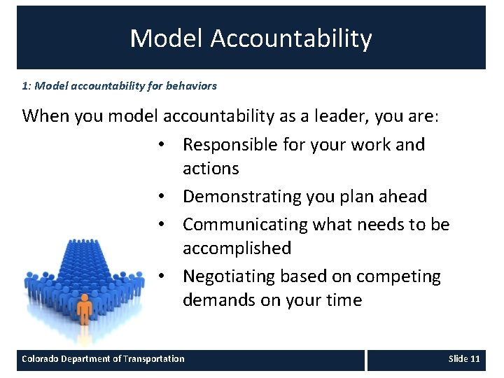Accountability Model Examples Expectations of a CDOT Supervisor Navigation Resources and