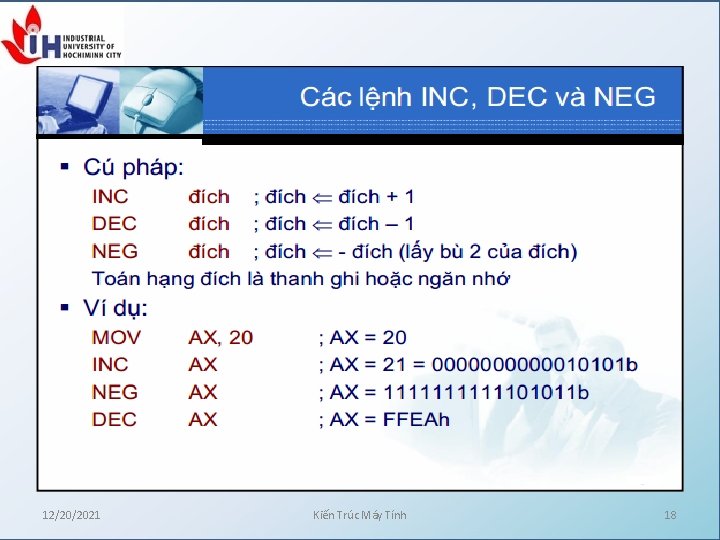 12/20/2021 Kiến Trúc Máy Tính 18 