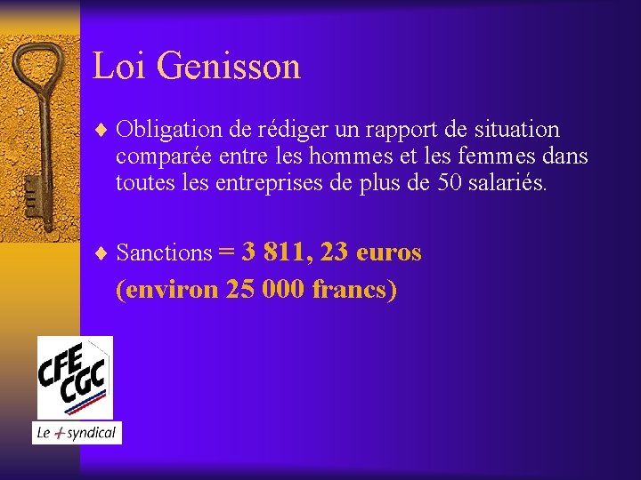 Loi Genisson ¨ Obligation de rédiger un rapport de situation comparée entre les hommes