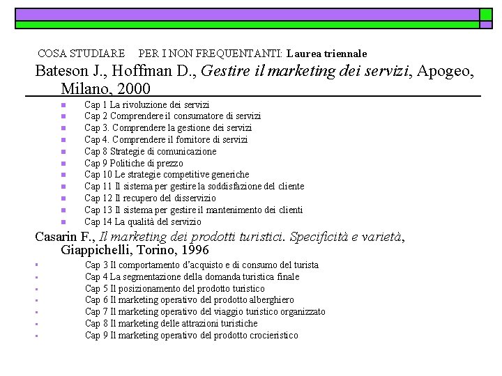 Lingue e culture per il management turistico MARKETING