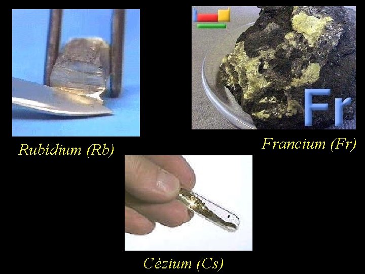 Francium (Fr) Rubídium (Rb) Cézium (Cs) 
