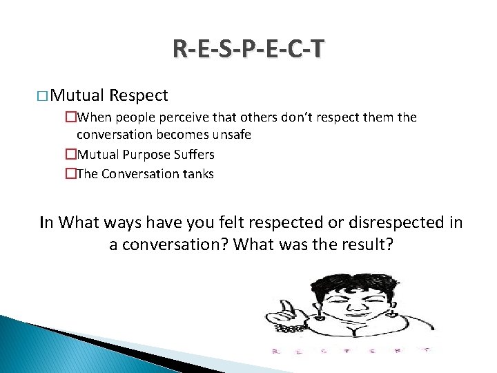 R-E-S-P-E-C-T � Mutual Respect �When people perceive that others don’t respect them the conversation