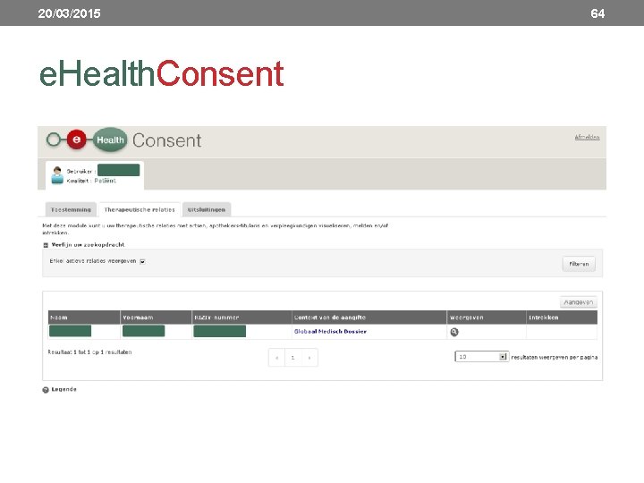 20/03/2015 e. Health. Consent 64 