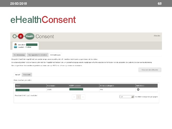 20/03/2015 e. Health. Consent 65 