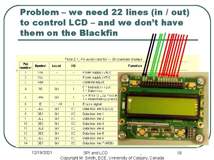 Problem – we need 22 lines (in / out) to control LCD – and