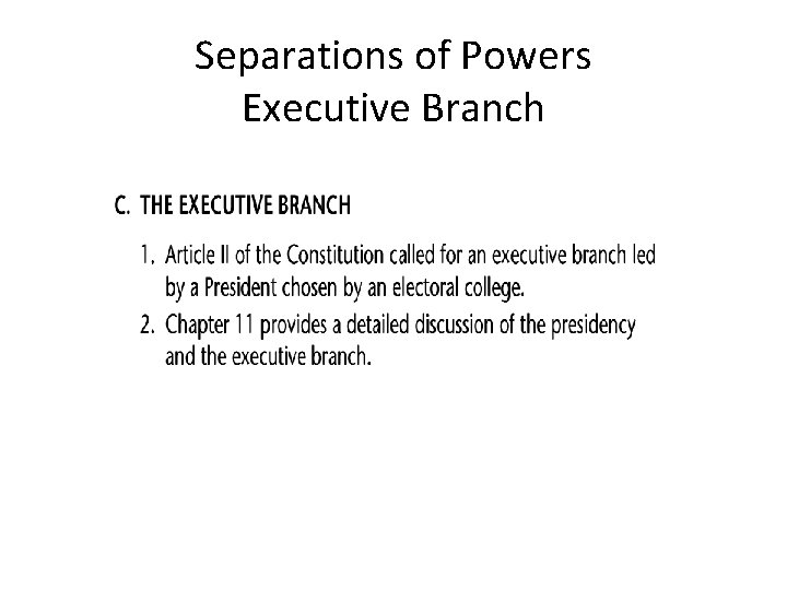 Separations of Powers Executive Branch 