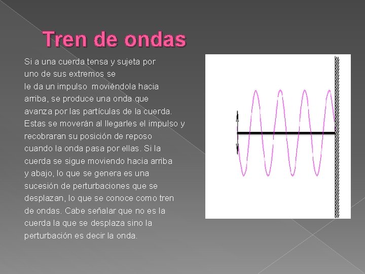 Tren de ondas Si a una cuerda tensa y sujeta por uno de sus