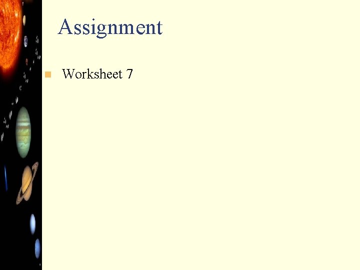 Assignment n Worksheet 7 