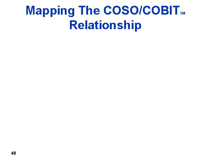 Mapping The COSO/COBIT Relationship 48 TM 