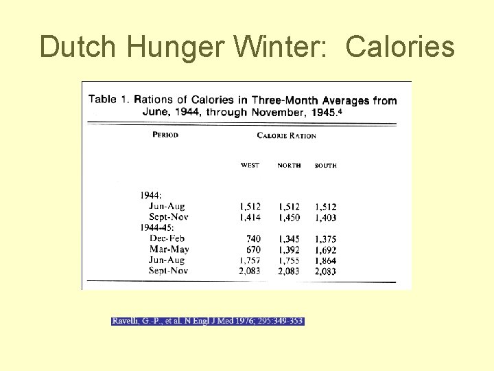Dutch Hunger Winter: Calories 