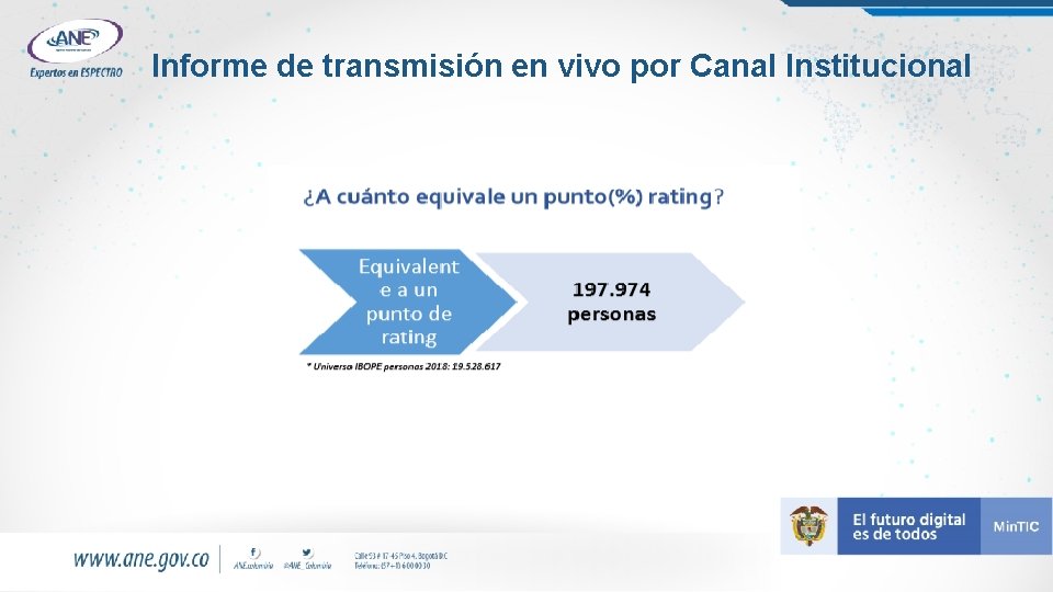 Informe de transmisión en vivo por Canal Institucional 