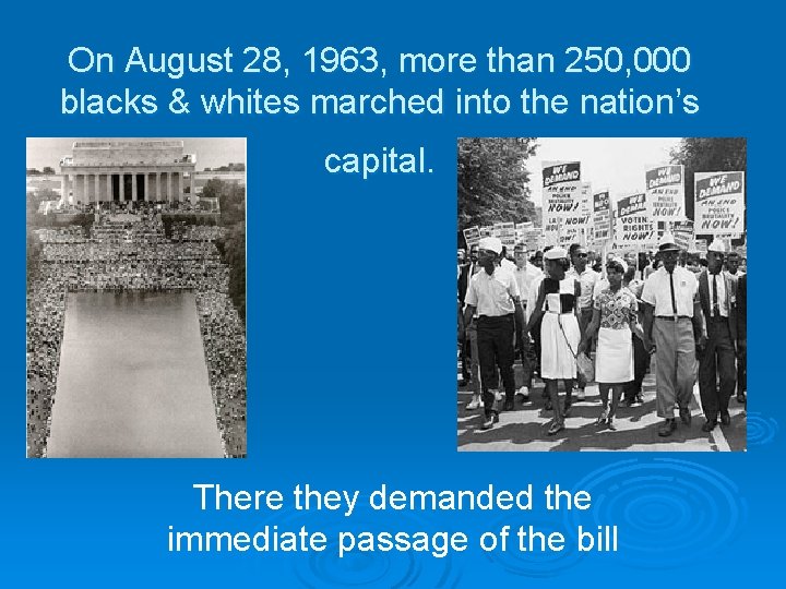 On August 28, 1963, more than 250, 000 blacks & whites marched into the