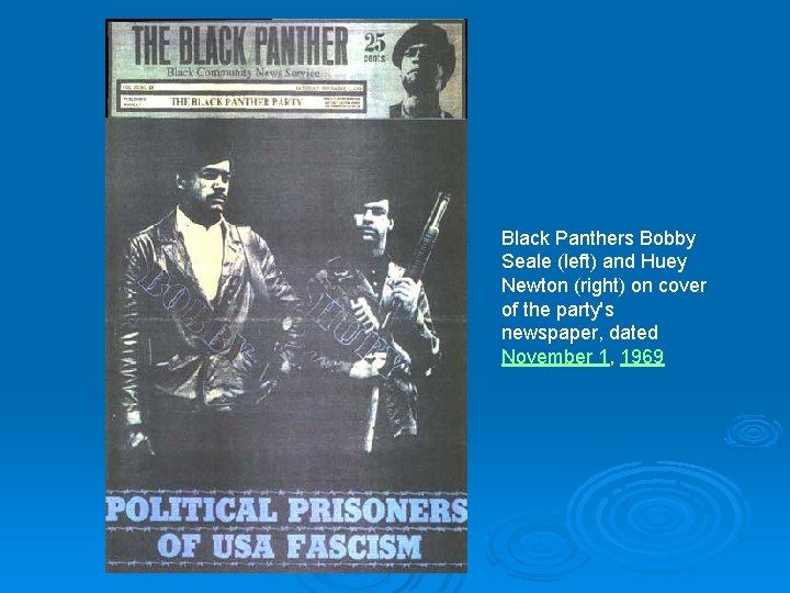Black Panthers Bobby Seale (left) and Huey Newton (right) on cover of the party's