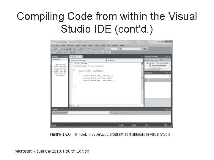 Compiling Code from within the Visual Studio IDE (cont'd. ) Microsoft Visual C# 2010,