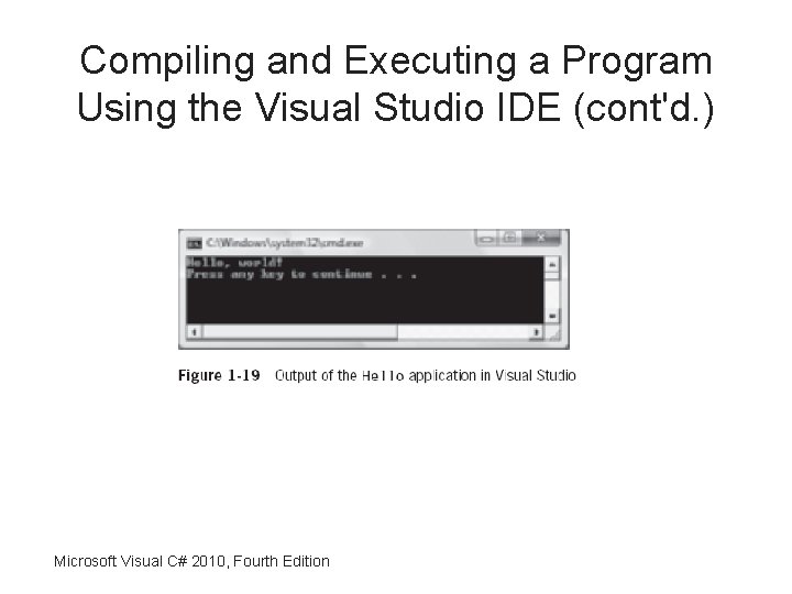 Compiling and Executing a Program Using the Visual Studio IDE (cont'd. ) Microsoft Visual