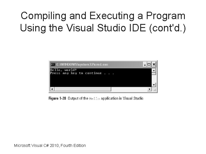 Compiling and Executing a Program Using the Visual Studio IDE (cont'd. ) Microsoft Visual