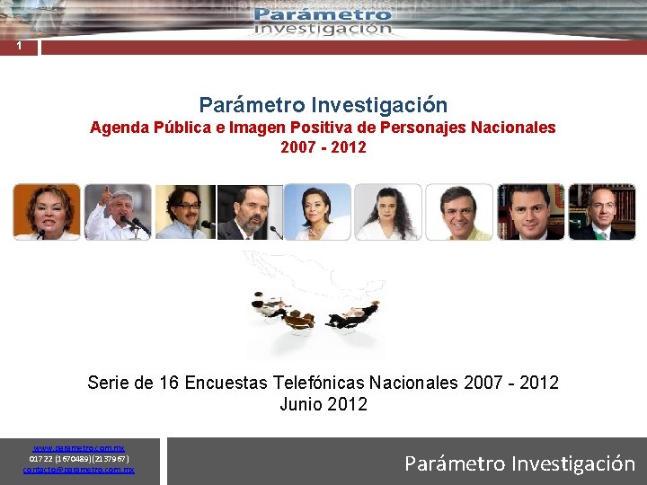 1 Parámetro Investigación Agenda Pública e Imagen Positiva de Personajes Nacionales 2007 - 2012