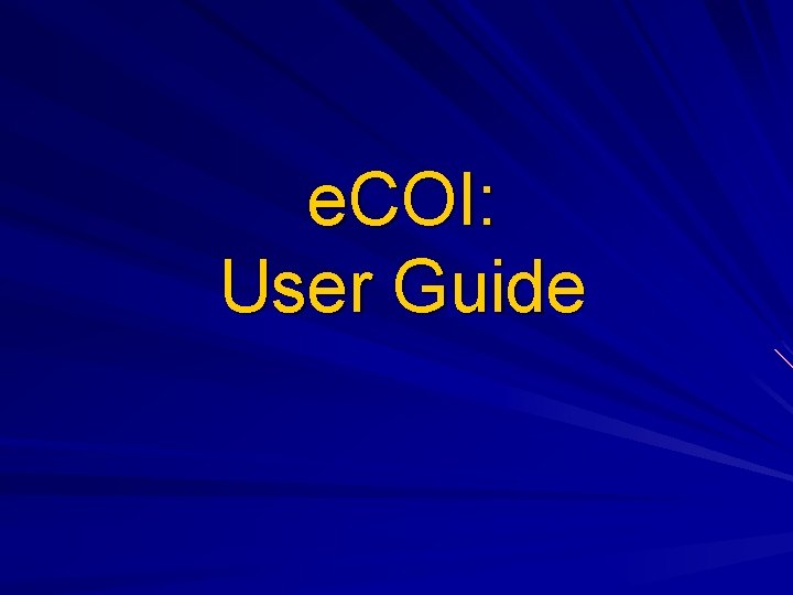 e. COI: User Guide 