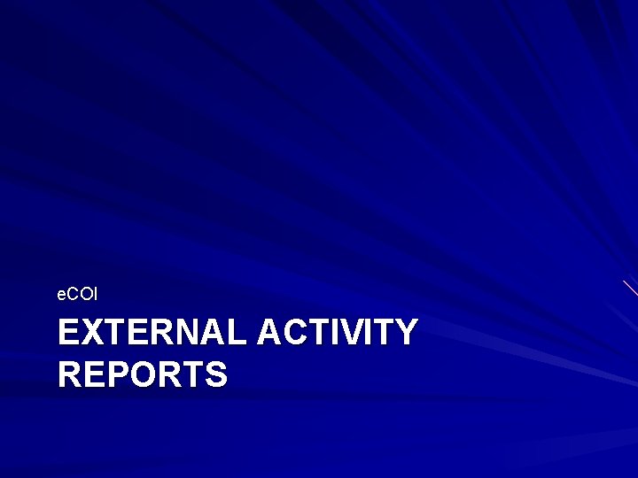 e. COI EXTERNAL ACTIVITY REPORTS 