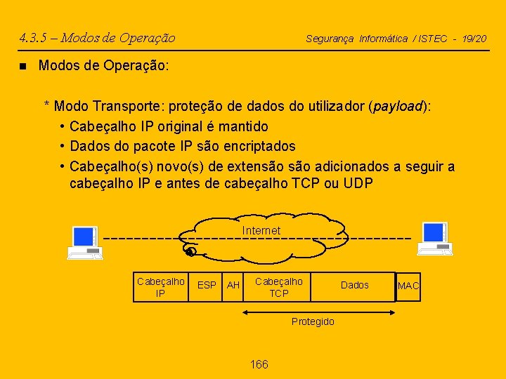 4. 3. 5 – Modos de Operação n Segurança Informática / ISTEC - 19/20