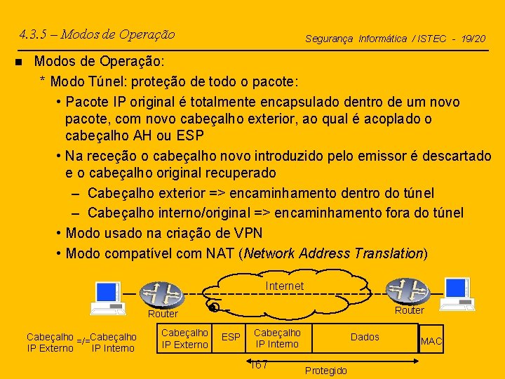 4. 3. 5 – Modos de Operação n Segurança Informática / ISTEC - 19/20