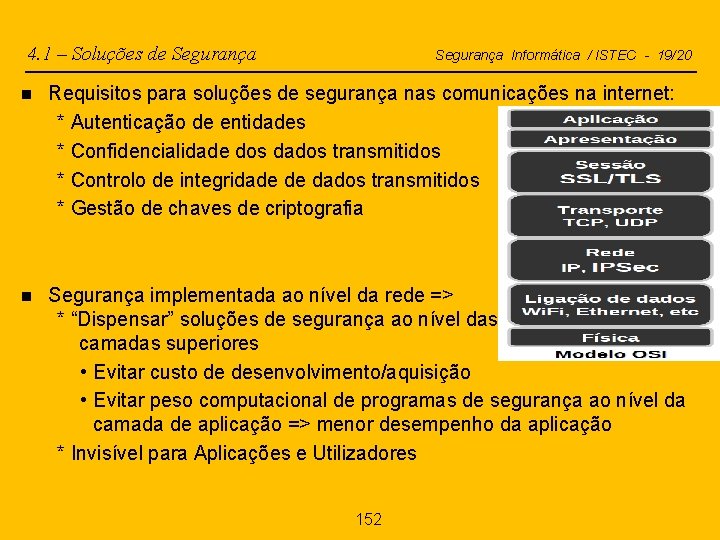 4. 1 – Soluções de Segurança Informática / ISTEC - 19/20 n Requisitos para