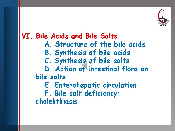 Click to edit Master title style VI. Bile • Edit Master text. Acids styles