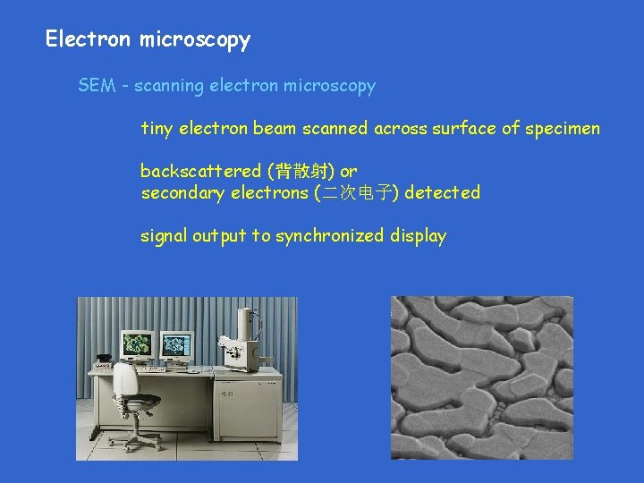 Electron microscopy SEM - scanning electron microscopy tiny electron beam scanned across surface of Electron microscopy SEM - scanning electron microscopy tiny electron beam scanned across surface of