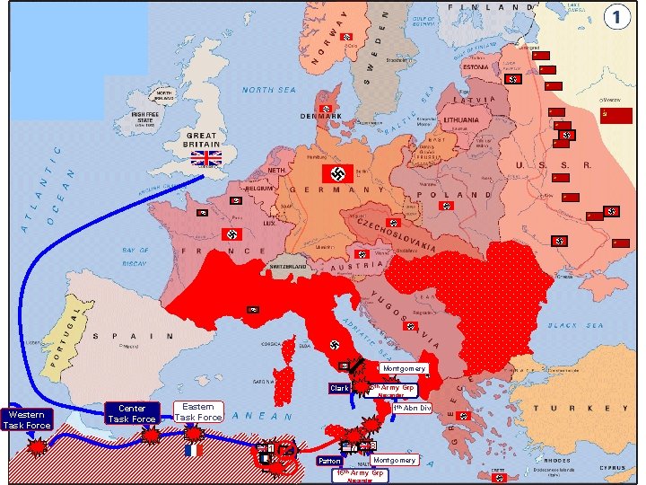 Montgomery 515 th Army Grp Clark Western Task Force Center Task Force Alexander Eastern