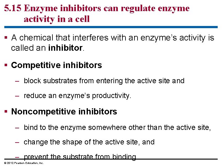 5. 15 Enzyme inhibitors can regulate enzyme activity in a cell § A chemical