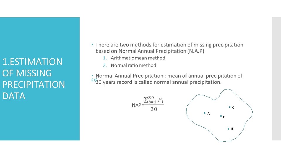 1. ESTIMATION OF MISSING PRECIPITATION DATA C A X B 