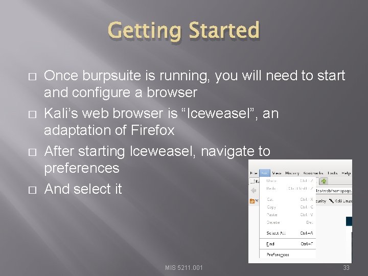 Getting Started � � Once burpsuite is running, you will need to start and