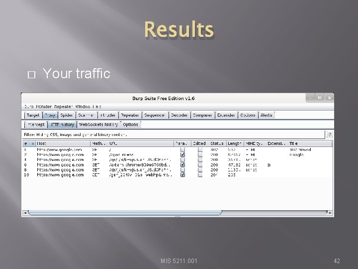 Results � Your traffic MIS 5211. 001 42 