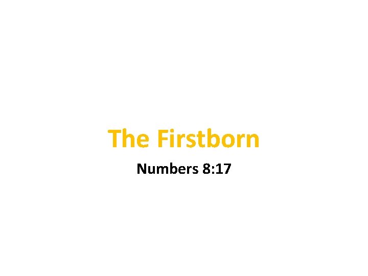 The Firstborn Numbers 8: 17 