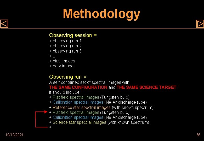 Methodology Observing session = + observing run 1 + observing run 2 + observing