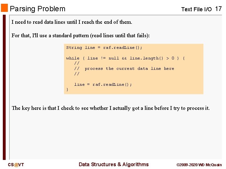 Parsing Problem Text File I/O 17 I need to read data lines until I Parsing Problem Text File I/O 17 I need to read data lines until I
