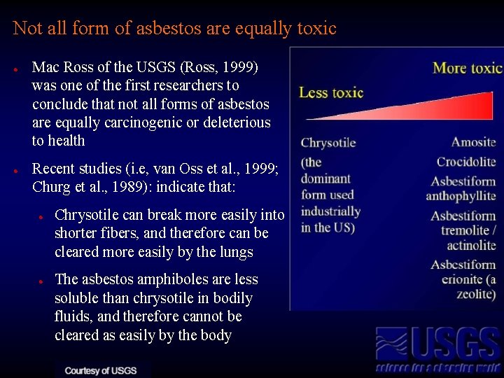 Not all form of asbestos are equally toxic l l Mac Ross of the