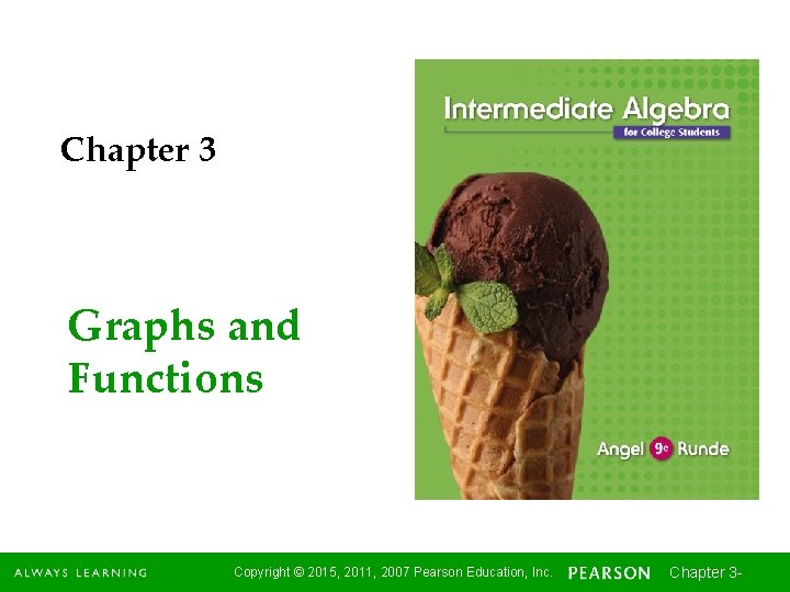 Chapter 3 Graphs and Functions Copyright © 2015, 2011, 2007 Pearson Education, Inc. Chapter