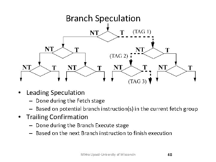 Branch Speculation • Leading Speculation – Done during the Fetch stage – Based on