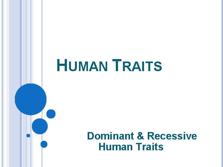 HUMAN TRAITS Dominant & Recessive Human Traits 