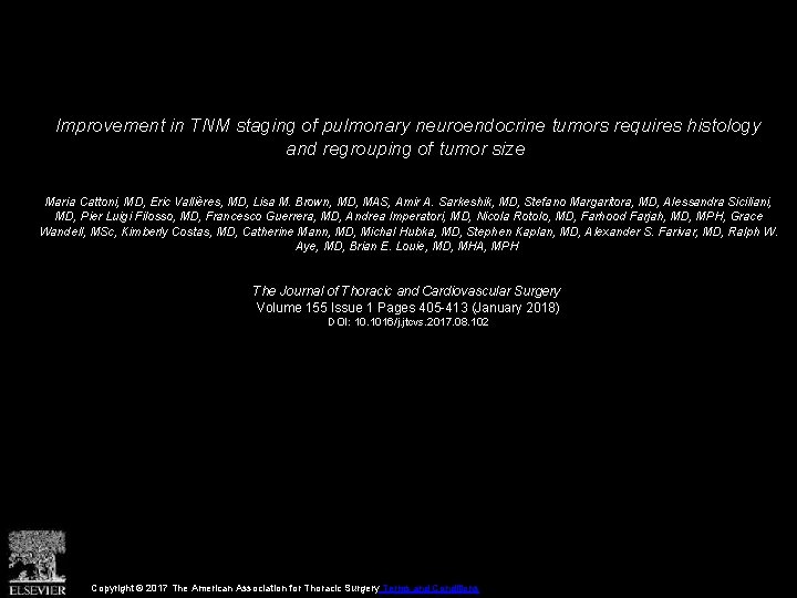 Improvement in TNM staging of pulmonary neuroendocrine tumors requires histology and regrouping of tumor