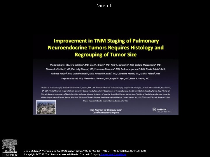 Video 1 The Journal of Thoracic and Cardiovascular Surgery 2018 155405 -413 DOI: (10.