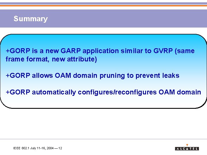 Summary +GORP is a new GARP application similar to GVRP (same frame format, new