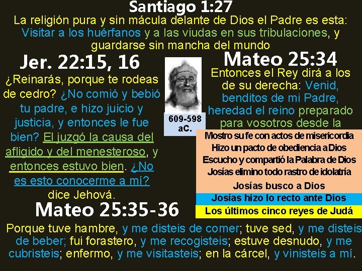 Santiago 1: 27 La religión pura y sin mácula delante de Dios el Padre
