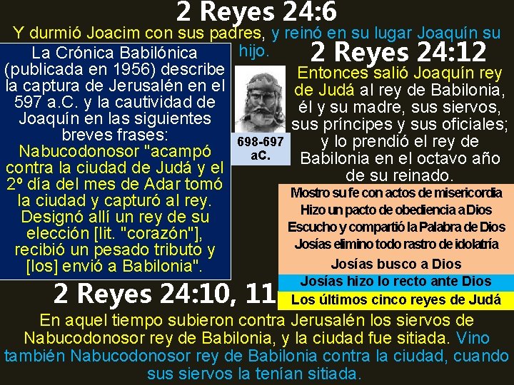 2 Reyes 24: 6 Y durmió Joacim con sus padres, y reinó en su