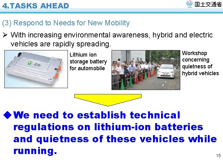 4. TASKS AHEAD (3) Respond to Needs for New Mobility Ø With increasing environmental